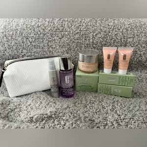 Clinique travel size skincare moisturizer serum cosmetic bag